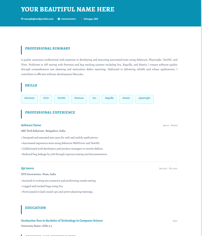 Modern template preview